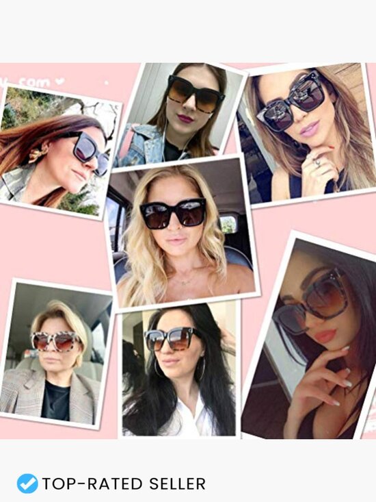 Vintage Oversized Square Sunglasses UV400 Protection Flat Lens Retro Chic main image 7